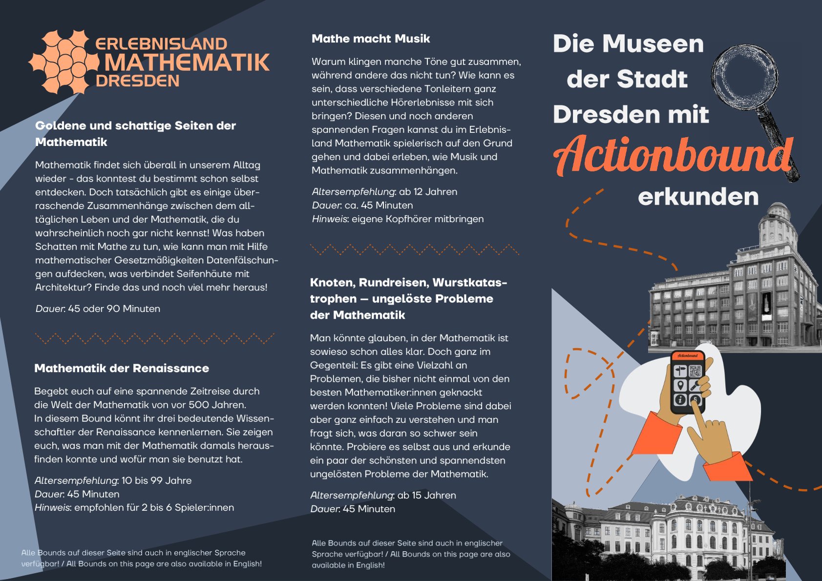 Flyer für Actionbound Angebote der Museen der Stadt Dresden